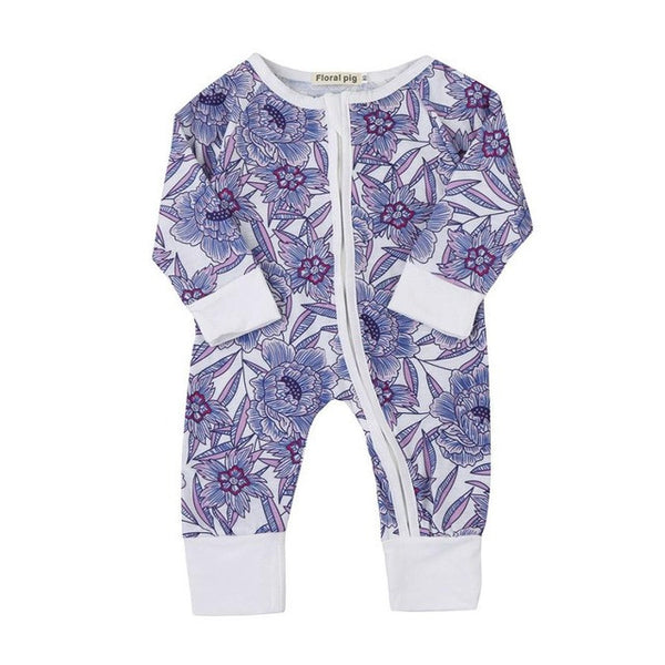 Newborn Baby Boys Girls Flower Print Romper Jumpsuits Outfits Clothes Floral Print Long Sleeve Romper Jumpsuits For Baby Onesize