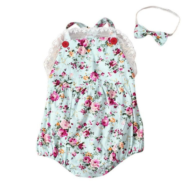 Rose Floral Printed Baby Romper ,Vintage Baby Girls playsuit ,Lace Floral printes Baby Swag Rompers baby girl clothes