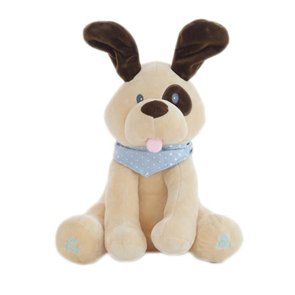 30cm Electric Dog Plush Soft Toy Animal Stuffed Doll Play Hide Seek Cute Cartoon Dog Baby Toy With Music For Children