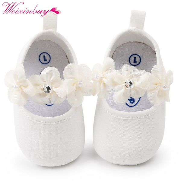 Newborn Baby Girl Shoes Spring Autumn Flowers Diamond Gauze Cotton Soft Baby Shoes Princess Fashion Baby Shoes