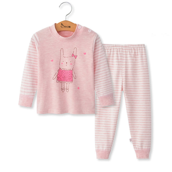 Baby Pants Set Children Clothes for Baby Boy Girl Pink Rabbit Green Owl Tops+Pants Outfits Clothing Set