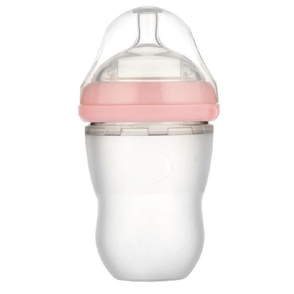 Baby Nursing Bottle Soft Hygienic Silicone Feeding Bottle 220 ML (Pink)