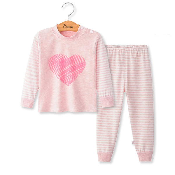Glass Bear Pink Heart Baby Pants Set Children Clothes for Baby Boy Girl Tops+Pants Outfits Clothing Set