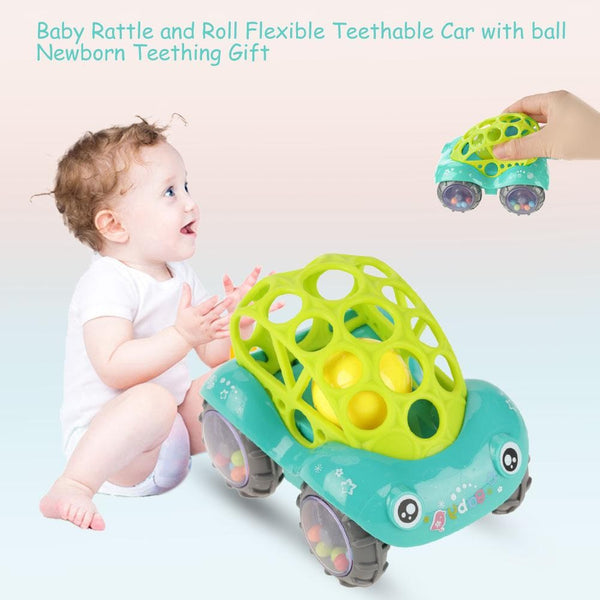 Baby Rattle and Roll Flexible Teethable Car with Ball Newborn Teething Gift