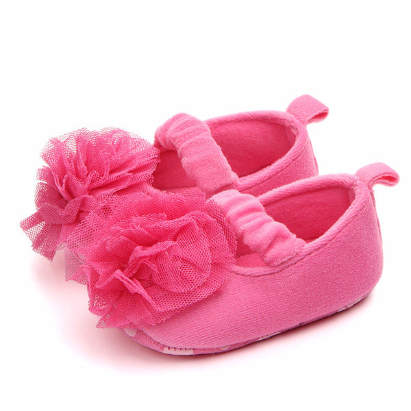 Big Flowers Baby Shoes Spring Newborn mesh Flower Cotton Baby Girls Shoes First Walkers Fashion Princess Wedding Baby Shoes