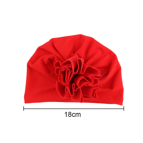 Muslim Flower Baby Hats Newborn Elastic Baby Turban Hats for Girls 10 Colors Cotton Baby Cap 1PCS