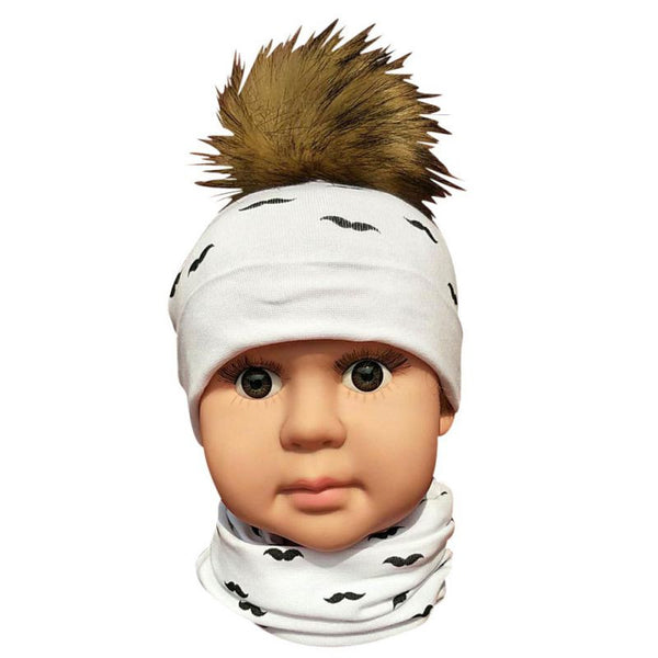 Winter Baby Hat Artificial Fur Ball Baby Girl Cap Cotton Baby Boy Caps With Hair Ball Winter Hat For Kids