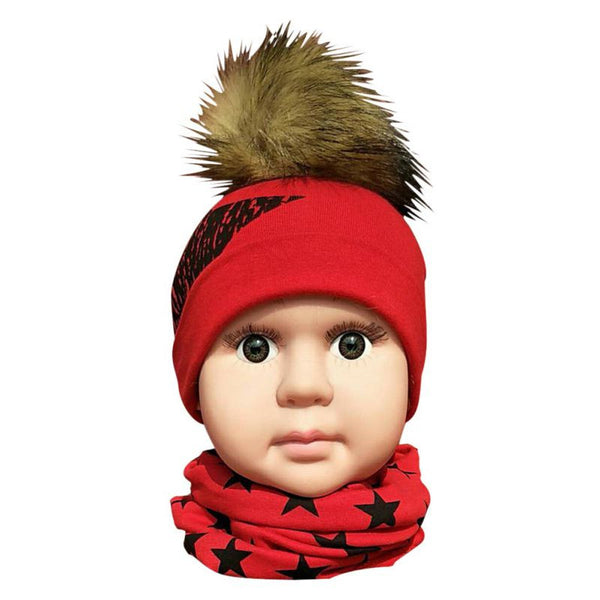 Winter Baby Hat Artificial Fur Ball Baby Girl Cap Cotton Baby Boy Caps With Hair Ball Winter Hat For Kids