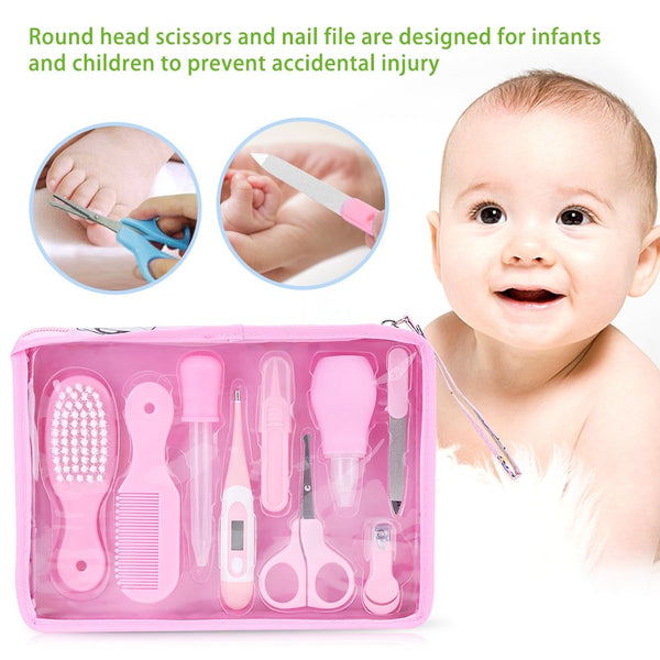 9pcs Convenient Daily Baby Nail Clipper Scissors Hair Brush Comb Manicure Care Kit