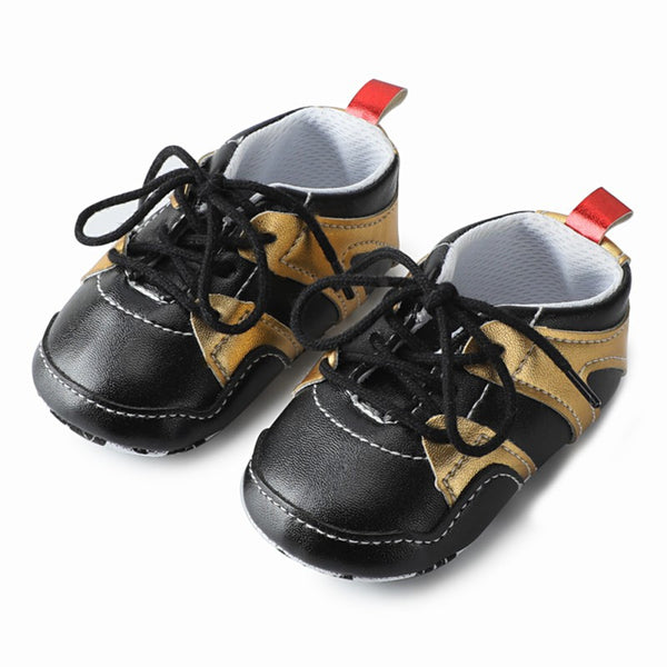 Baby Boy Girl First Walkers Toddler Shoes PU Leather Stitching Round Baby Shoes Lace Soft Baby Shoes