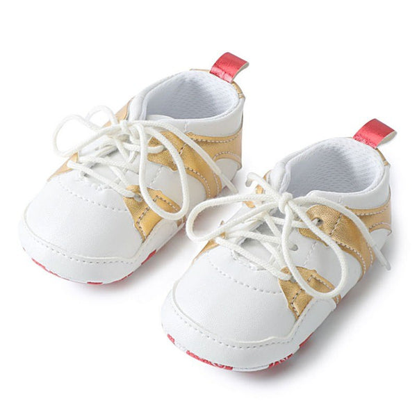 Baby Boy Girl First Walkers Toddler Shoes PU Leather Stitching Round Baby Shoes Lace Soft Baby Shoes