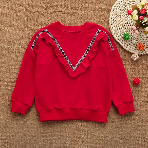 Toddler Baby Girls Ruched Sweatshirt Solid Pullover Tops Outfits Clothes