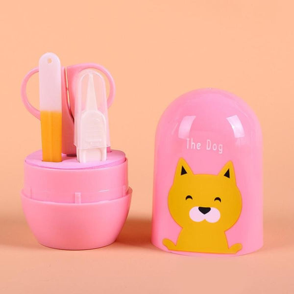 4pcs Baby Healthcare Kits Baby Nail Care Set Infant Finger Trimmer Scissors Nail Clippers Cartoon Animal Storage Box for Travel