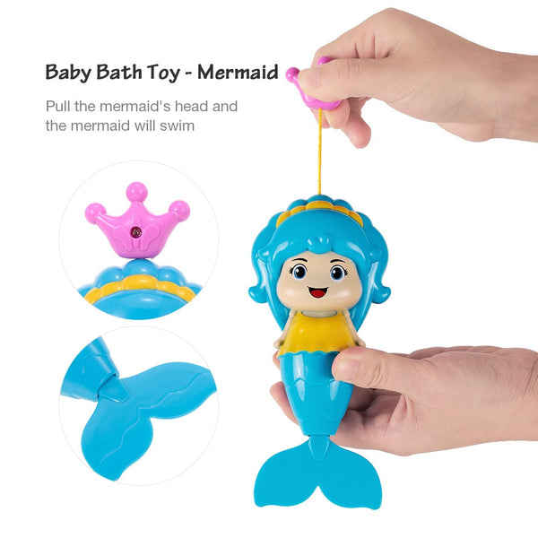 Baby Bath Toy Mermaid Wind Up Floating Water Toy Swimming Pool Beach Bathing Bath Tub Fun - Color Random Delivery