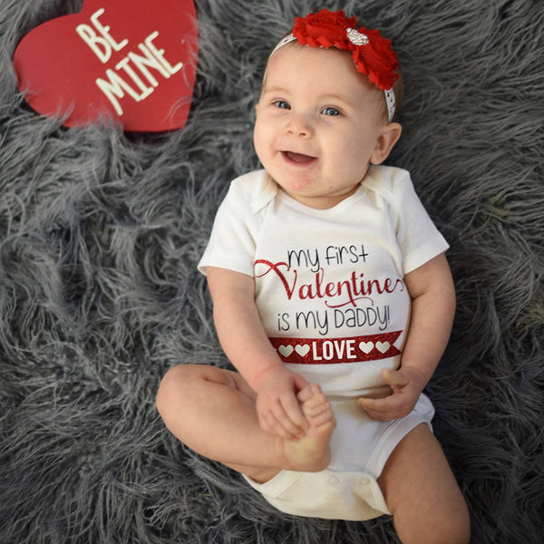 Newborn Infant Baby Girl Letter Romper Bodysuit Valentine Outfits Clothes