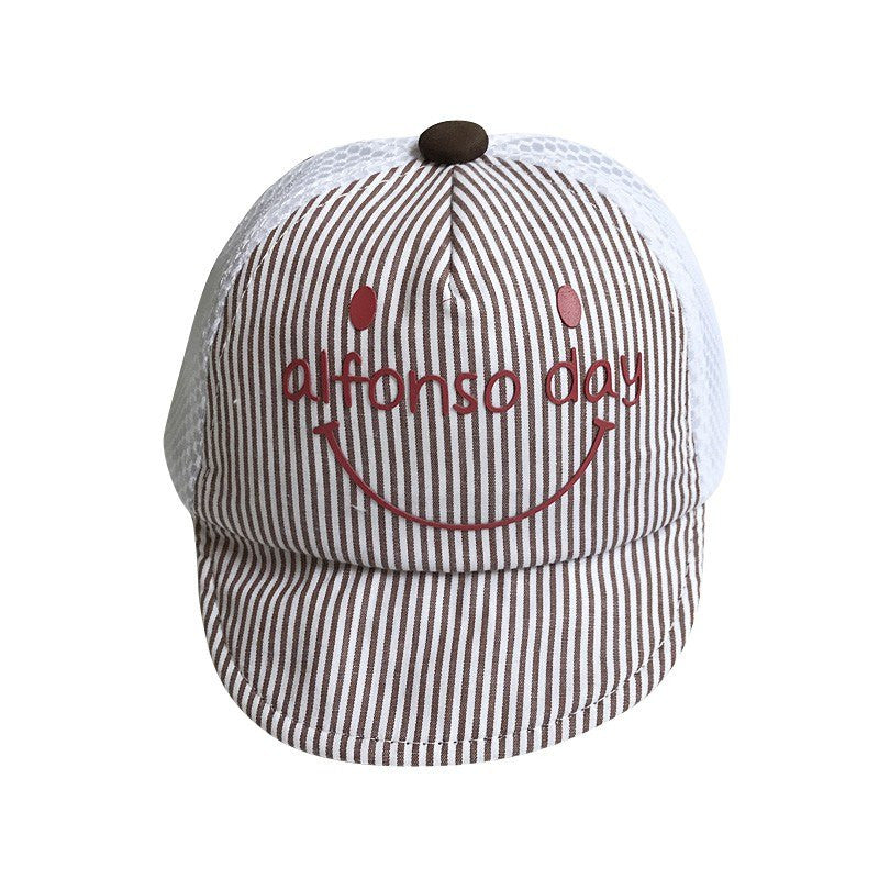 Letter Cartoon Baby Baseball Caps Baby Girls Boys Striped Hat Toddler Boys Hippop Capstide Baby Breathable Net Cap