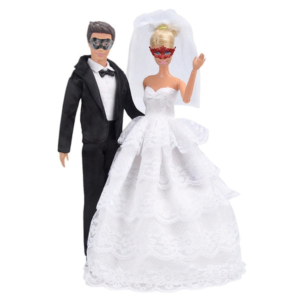 Wedding Gown Dress Clothes + Formal Suit Outfit For Ken Doll