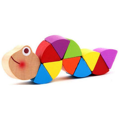 Wooden Crocodile Caterpillars Toys for Baby Kids Educational Colours Developmental Toys
