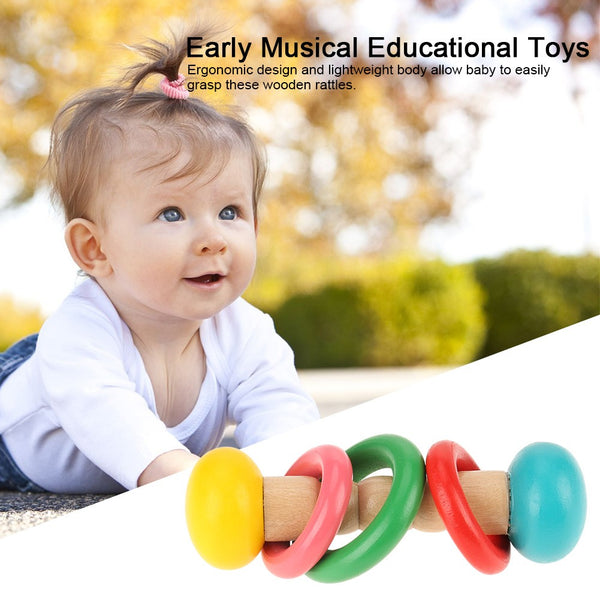 Baby Safe Wooden Rattles Grasp Toy  Infant Early Musical Educational Toys