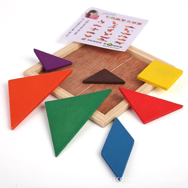 Children Mental Development Tangram Wooden Jigsaw Puzzle Educational Toys Birthday Gifts