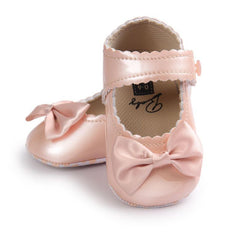 Newborn Baby Shoes PU Bowknot Soft Bottom Non-Slip Girl Baby Shoes First Walker Wedding Princess Girl Moccasins Baby Shoes