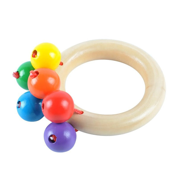 Baby Boy Girl Rattle Infant Bed Hand Bell Rattles Wooden Toys Handbell Musical Educational Instrument Toy