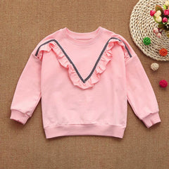 Toddler Baby Girls Ruched Sweatshirt Solid Pullover Tops Outfits Clothes