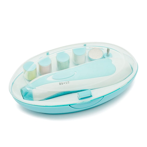 Electric Baby Nail File Trimmer With Light 6 Grinding Heads Safe Nail Clipper Cutter Kit For Newborn Infant Toddler Kids Toes & Finger Nail Care Blue